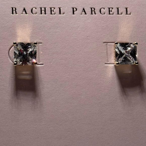 RACHEL PARCELL Gold Tone Stunning Large Square Stud Earrings NWT - Picture 3 of 6